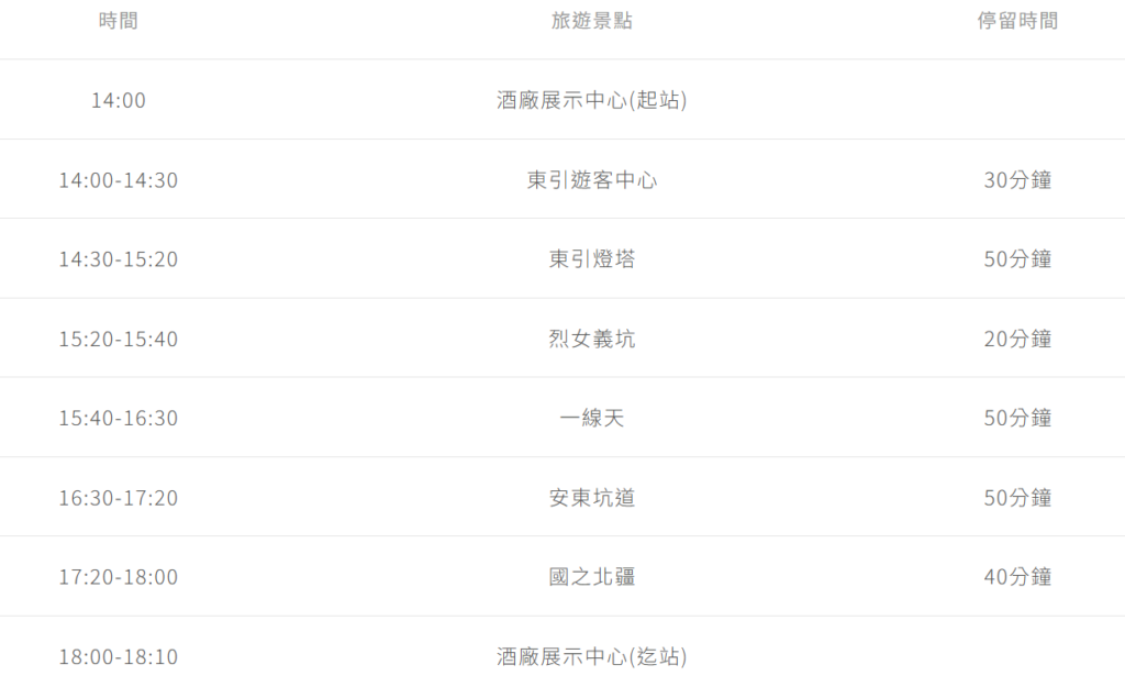 東引台灣好行路線