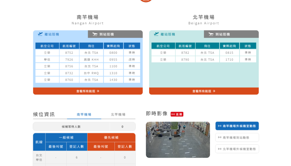 機場航班狀態更新,都可以隨時到馬祖航空站看 飛機停飛狀況與候補狀況