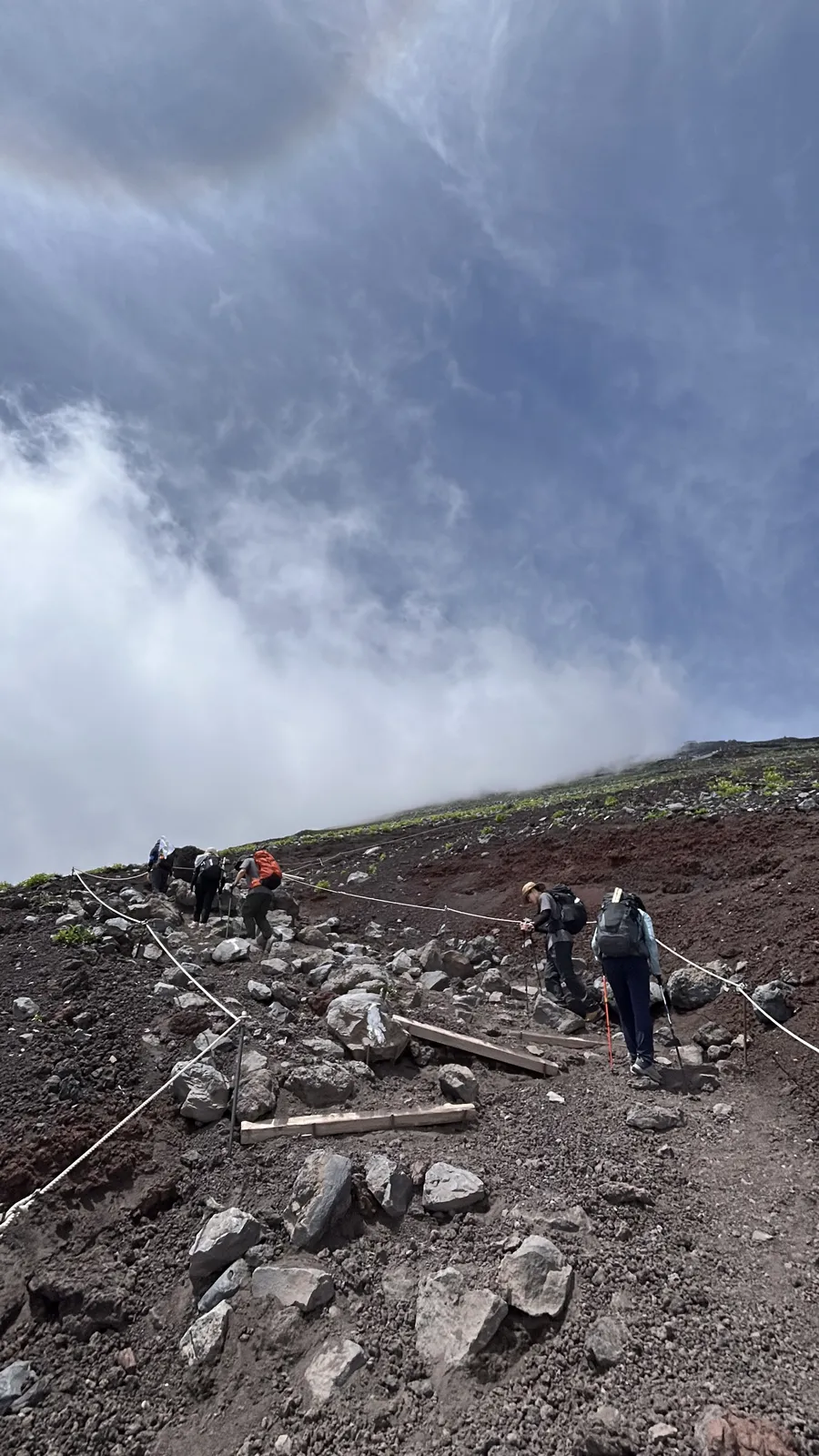 富士山火山砂礫下山地形